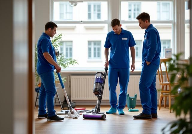 Zespół AKRYBIA SP Z O O podczas profesjonalnego sprzątania biura w Warszawie